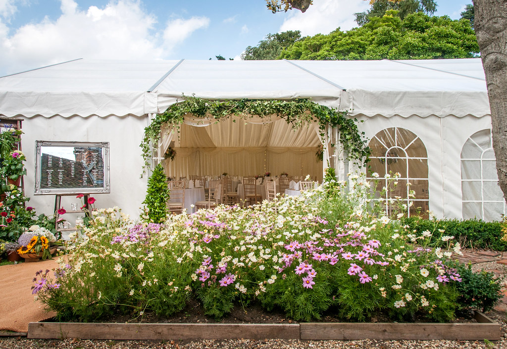 Marquee set up for a wedding at St. Martin's Priory 