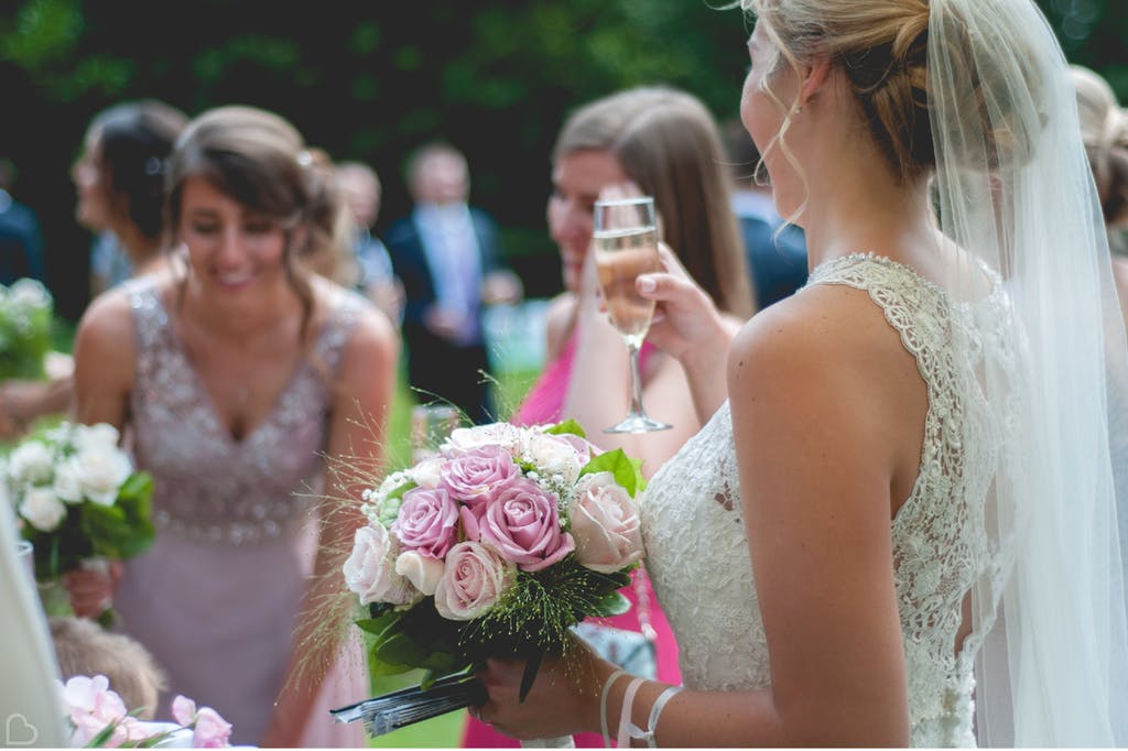 Bride and her bridesmaids at St. Martin's Piory. 