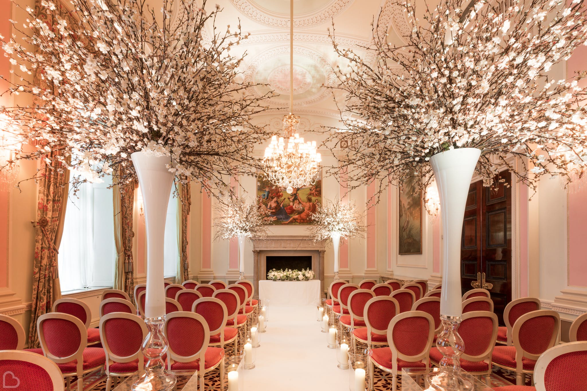 the ritz hotel set up for a wedding ceremony.