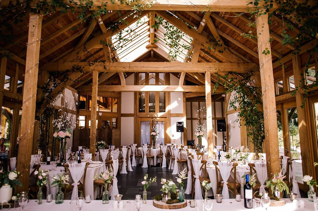 gorgeous dining room with oak beams at the oak tree of peover.