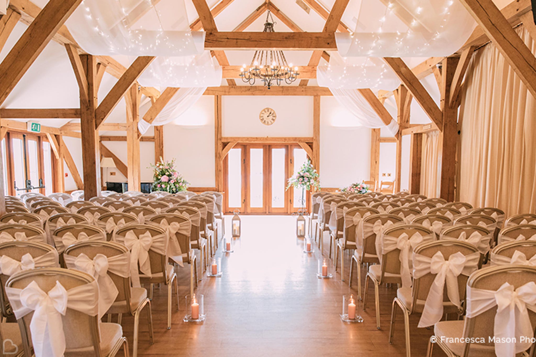 wedding ceremony set up at sandhole oak barn.