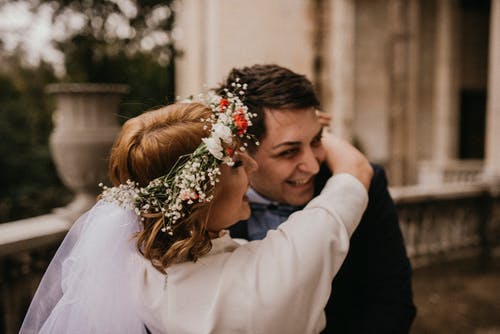 bride with flower crown