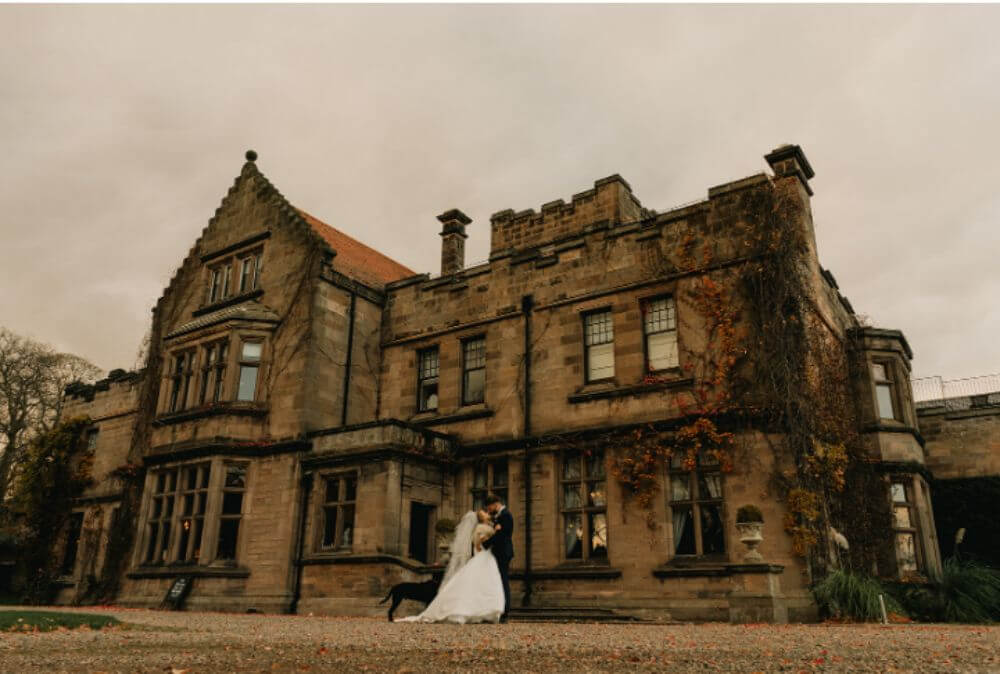 Charlotte & Callum in Chathill, Northumberland (Autumnal + Burgundy)