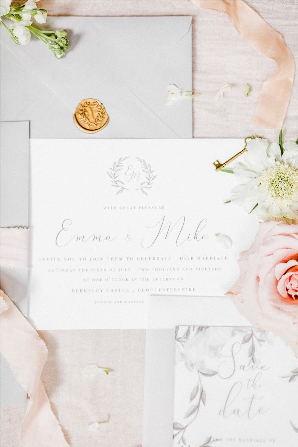 The wedding invitation of Emma and Mike.