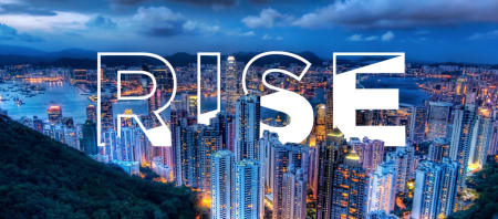 Hong Kong cityscape overlapped by the event logo