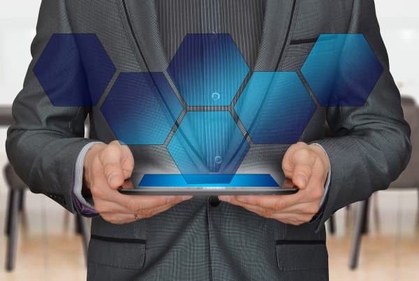 Business man holding a tablet