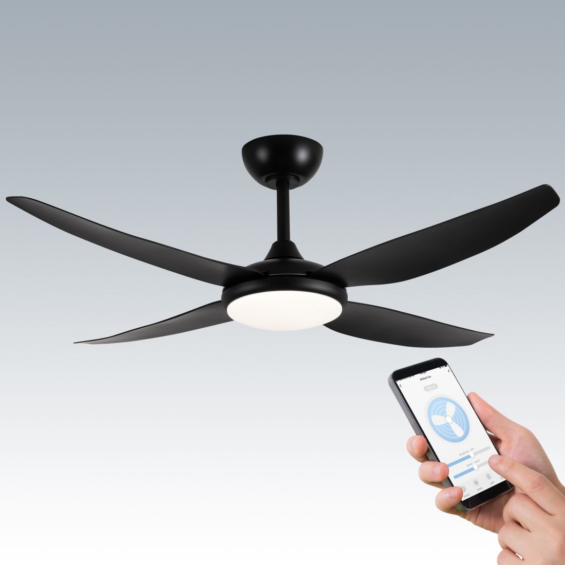 52in 4 Blade Dc Ceiling Fan With Led