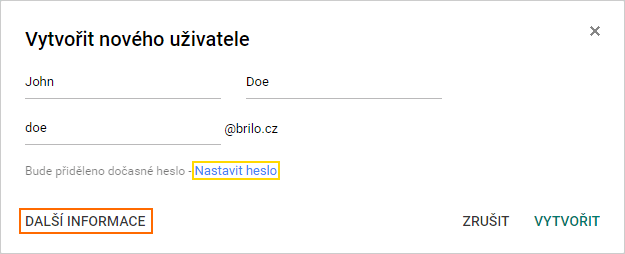 G-Suite přidání nového uživatele