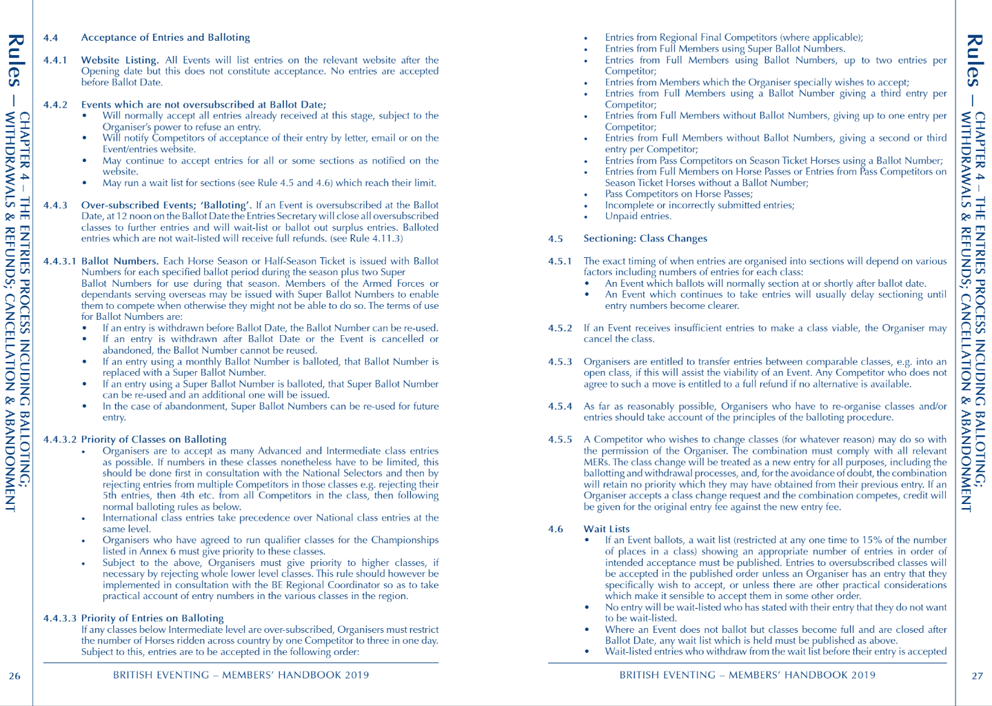 BE Rules and Members' Handbook 2019 - Rule 4.4