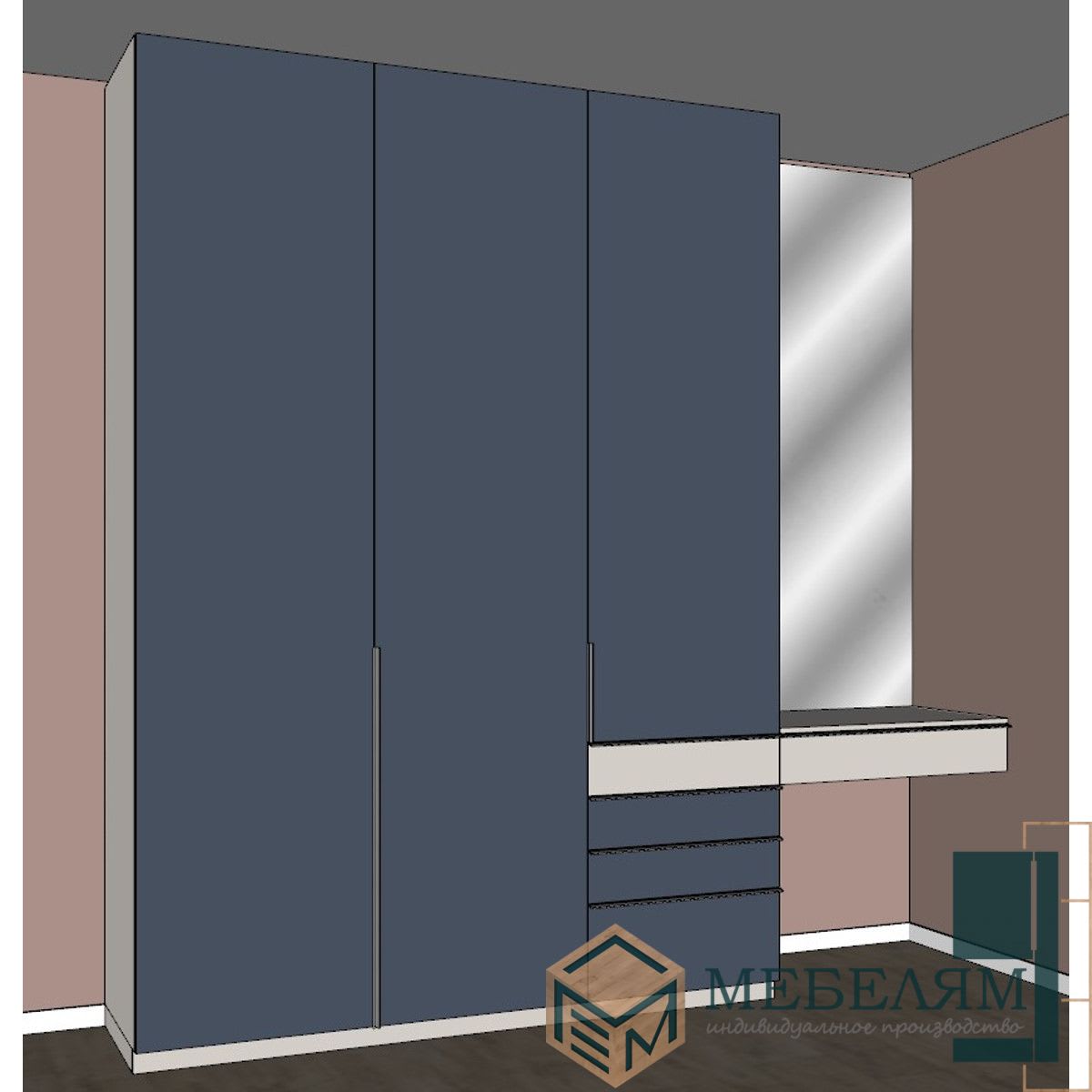 Шкаф Альпийский Шёлк + косметический стол с Зеркалом Шкаф Альпийский Шёлк + косметический стол с Зеркалом