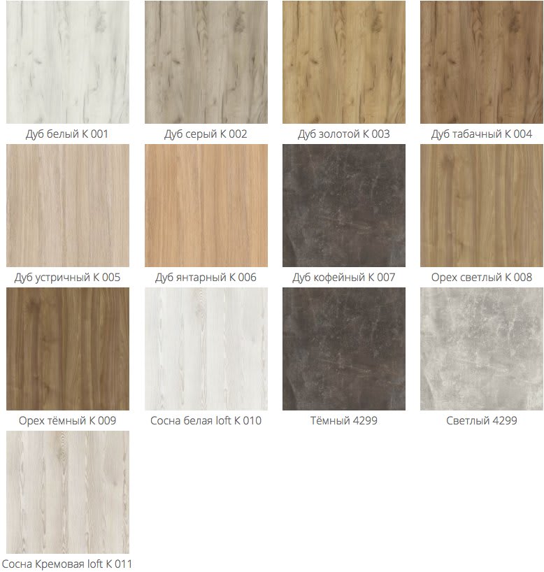 Изготовление, ремонт, модернизация торговой и корпусной мебели в Москве - Образцы ЛДСП компании Kronospan