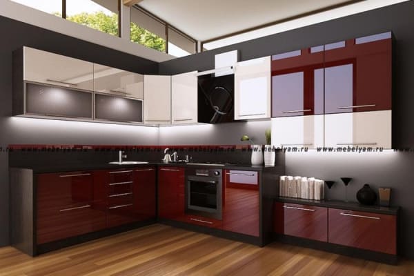 Кухня на заказ (МДФ) Вишнёвый