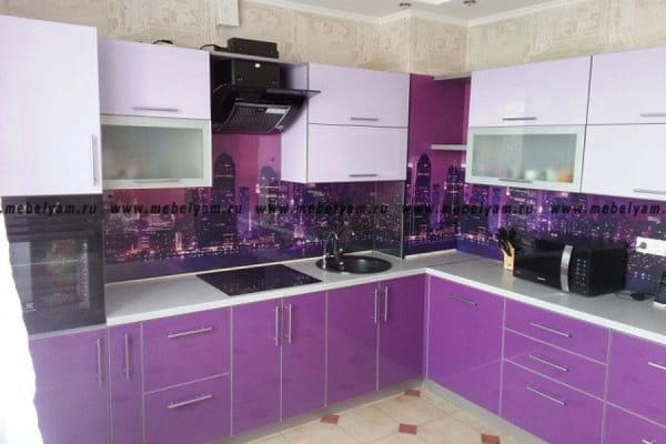 Кухня на заказ (МДФ) Сиреневый