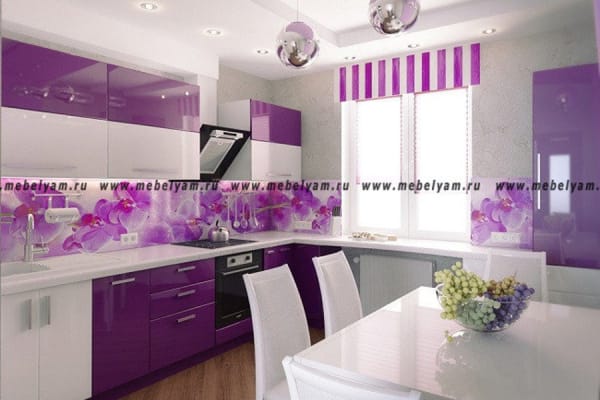 Кухня на заказ (МДФ) Сиреневый