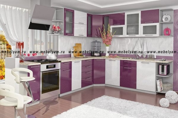 Кухня на заказ (МДФ) Сиреневый