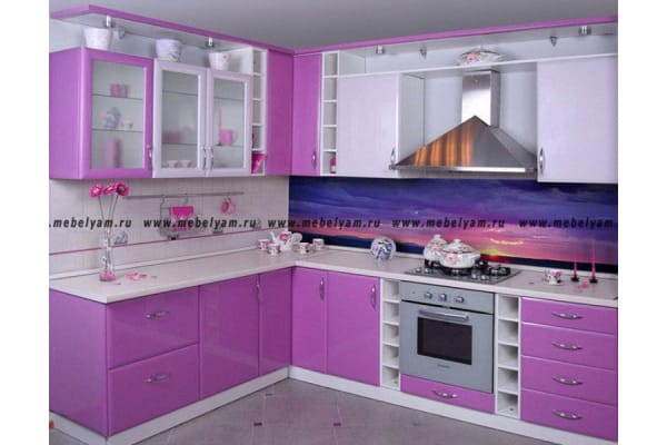 Кухня на заказ (МДФ) Сиреневый