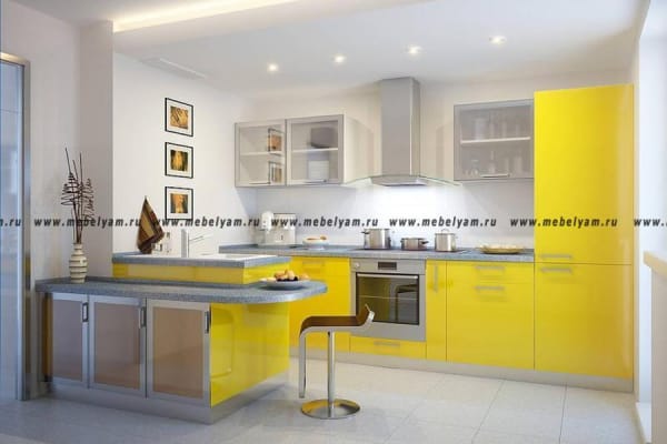Кухня на заказ (МДФ) Жёлтый