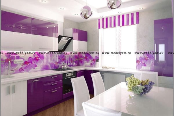Кухня на заказ (МДФ) Фиолетовый