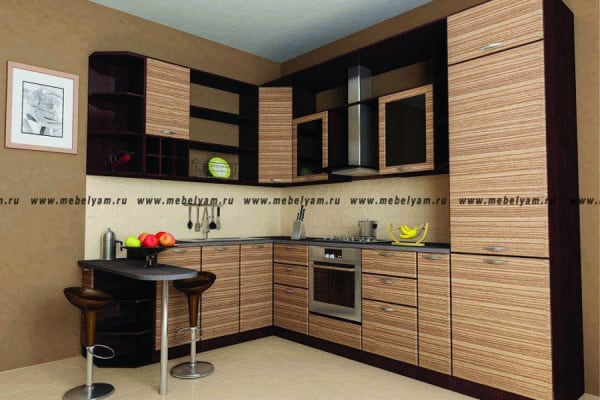 Кухня на заказ (МДФ) Зебрано