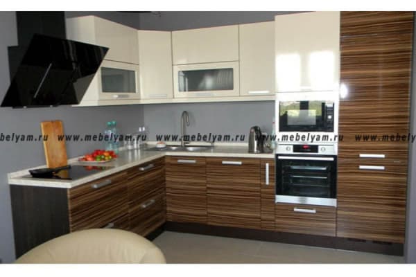 Кухня на заказ (МДФ) Зебрано