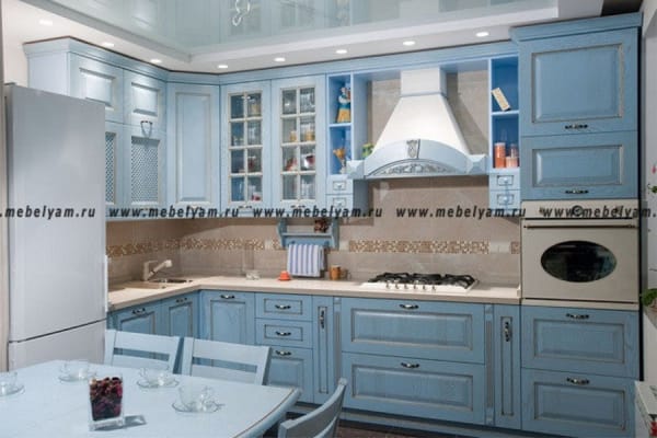 Кухня на заказ (МДФ) Голубой
