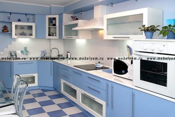 Кухня на заказ (МДФ) Голубой