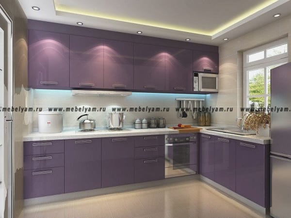 Кухня на заказ (МДФ) Сиреневый