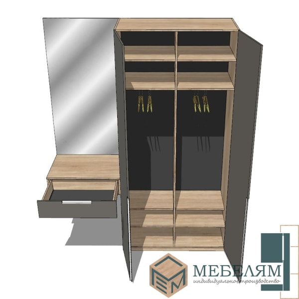 Шкаф Монако Оникс 3 + столик с зеркалом