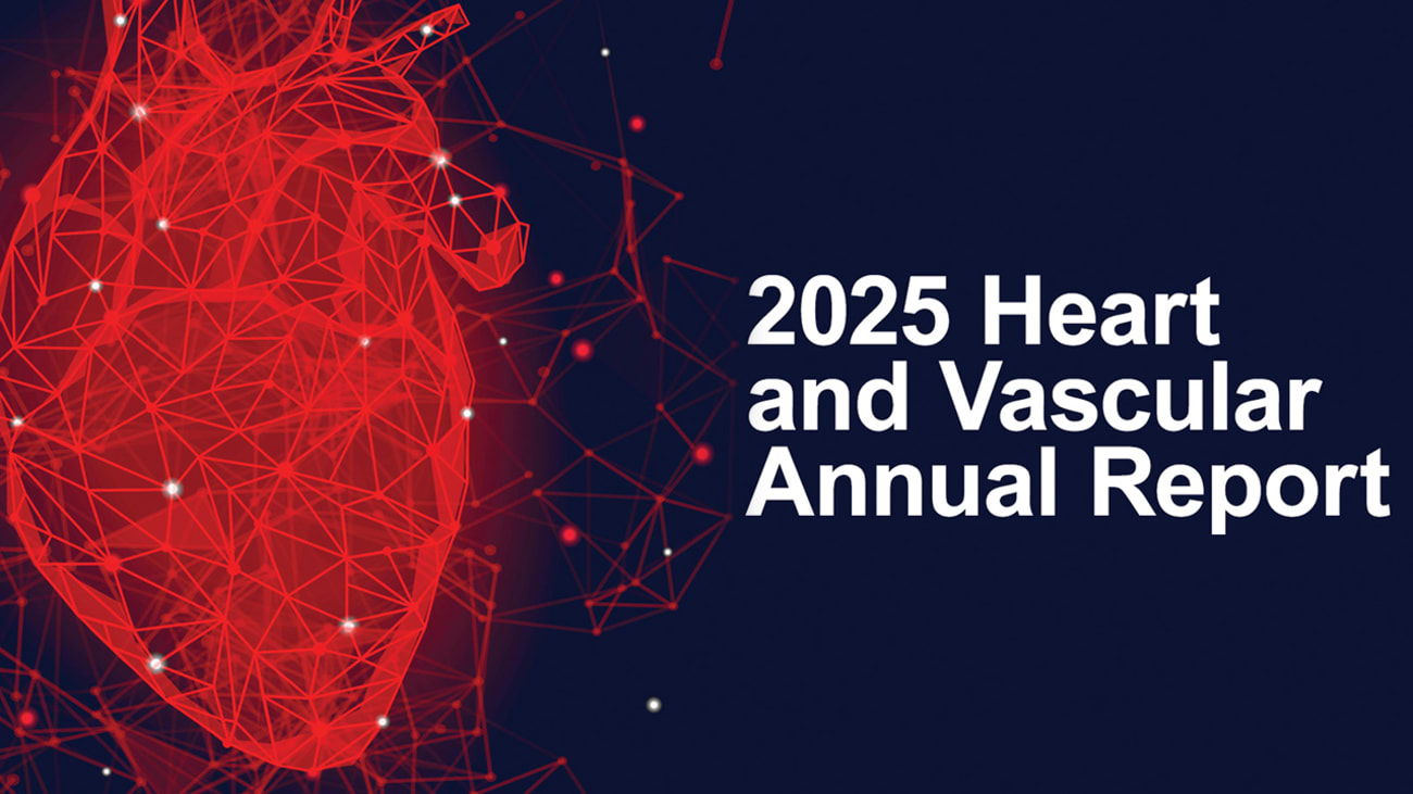 2025 Heart and Vascular Annual Report over stylized heart image