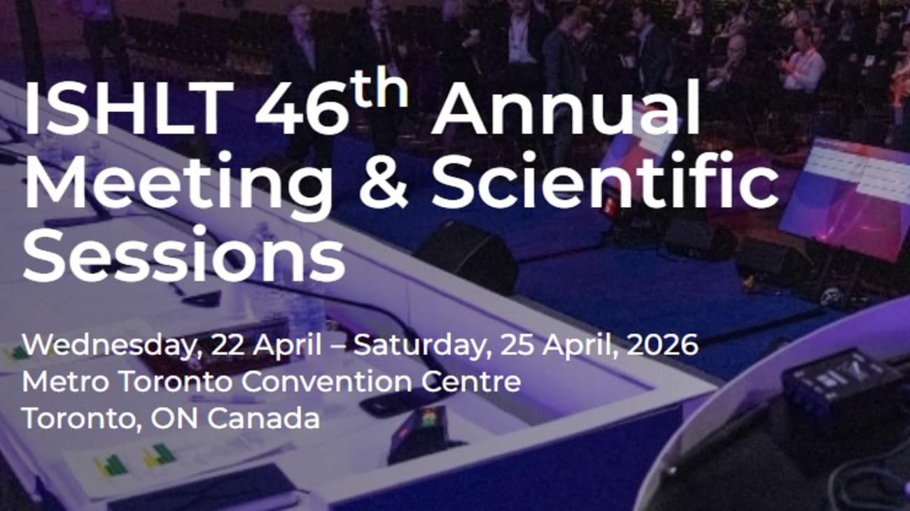 International Society for Heart & Lung Transplantation's (ISHLT) 46th Annual Meeting & Scientific Sessions, April 22-25 in Toronto