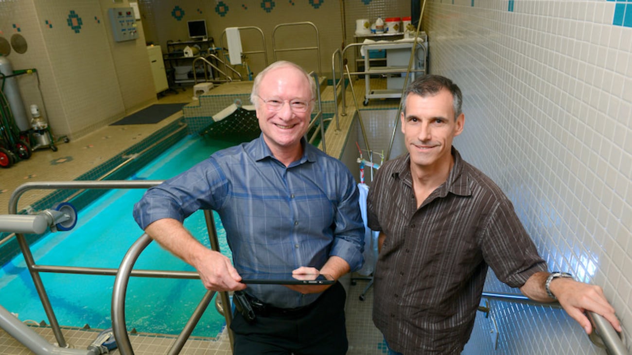 Benjamin Levine, M.D. (left) with long-distance swimmer, Benoit Lecomte.