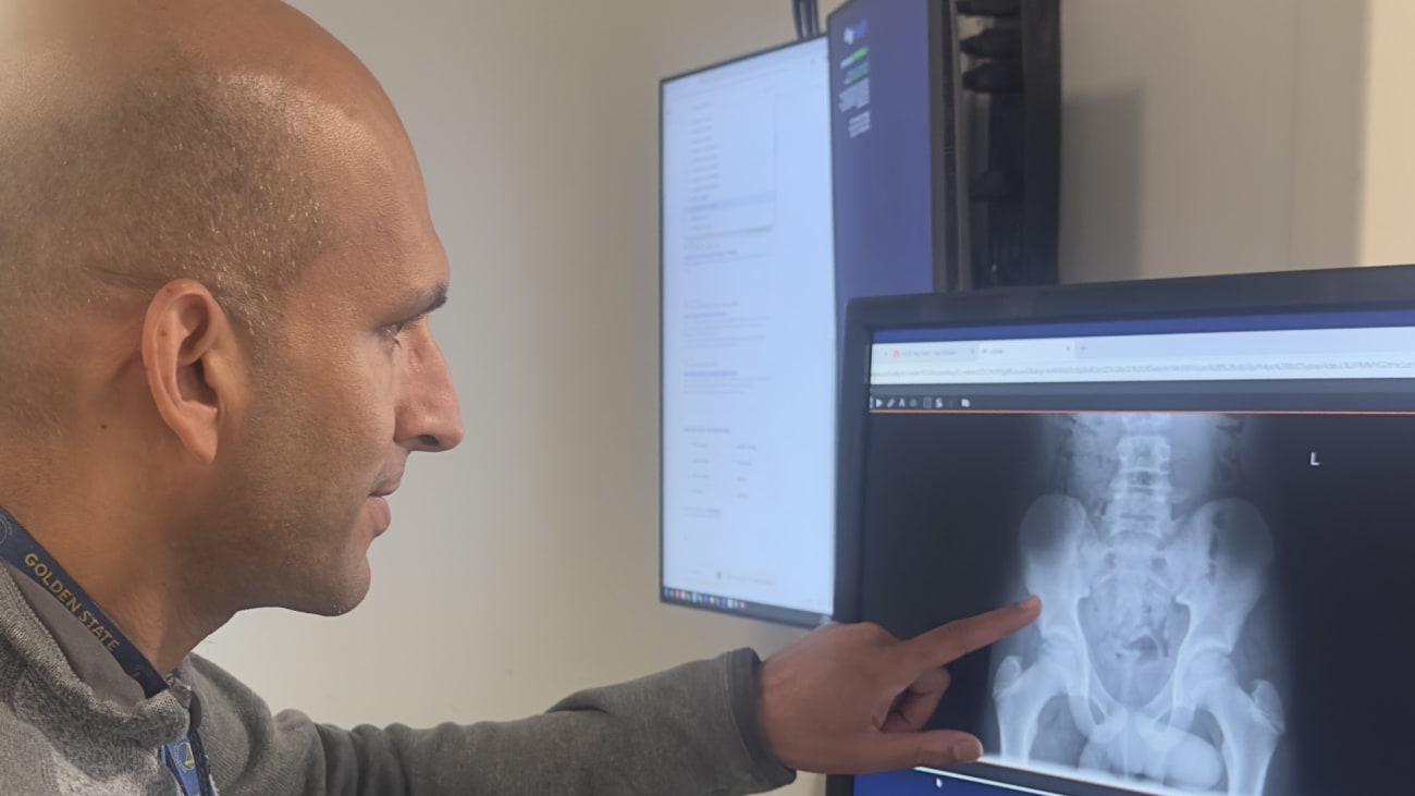 doctor looking at a childs xray