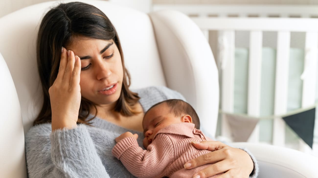 According to the Centers for Disease Control and Prevention, about 1 in 8 women develop depression after childbirth. They may experience feelings of anger or worry, cry more often than usual, feel distant from their baby, think about hurting themselves or their newborn, or doubt their ability to care for the baby. (Photo credit: Getty Images)