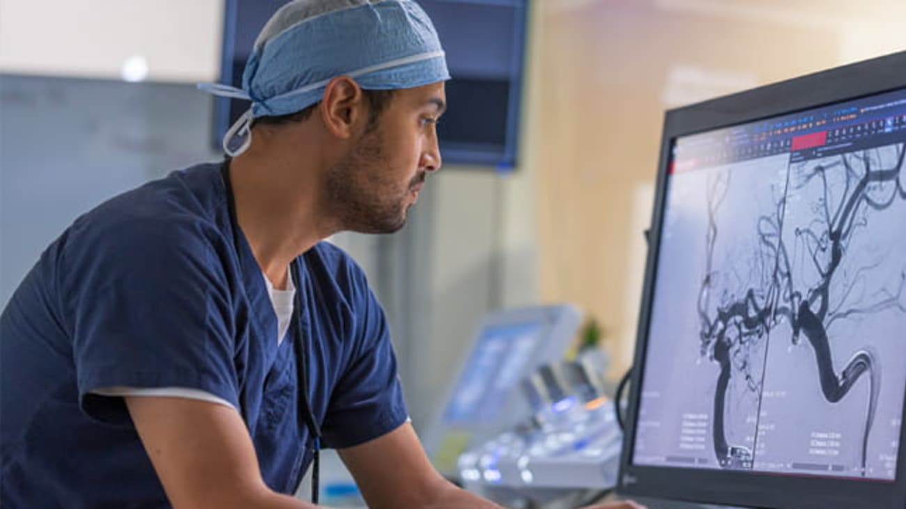 Sami Al Kasab, M.D., embraces AI technology as a pathway to faster imaging access and better communication among team members. Credit: Brennan Wesley