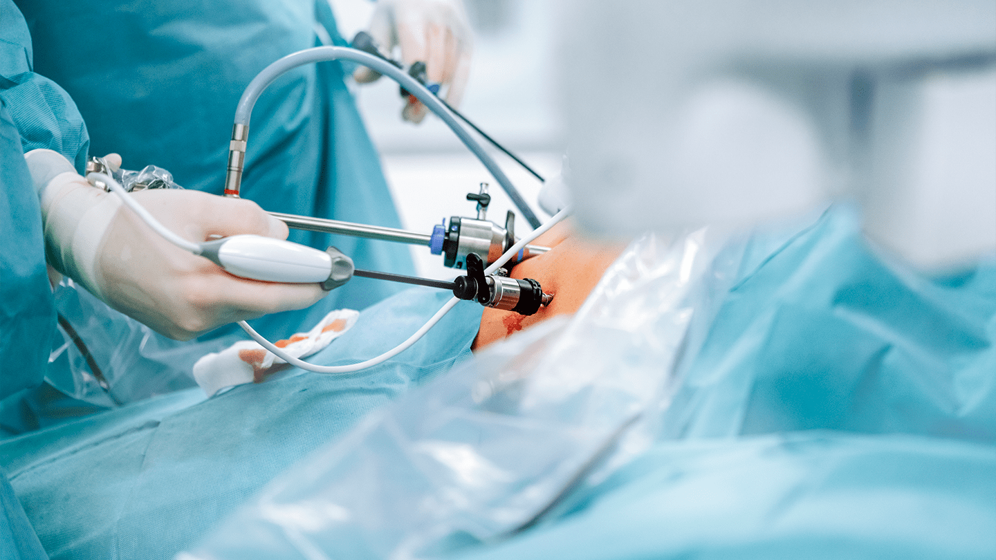Clinician performing an endoscopic procedure.