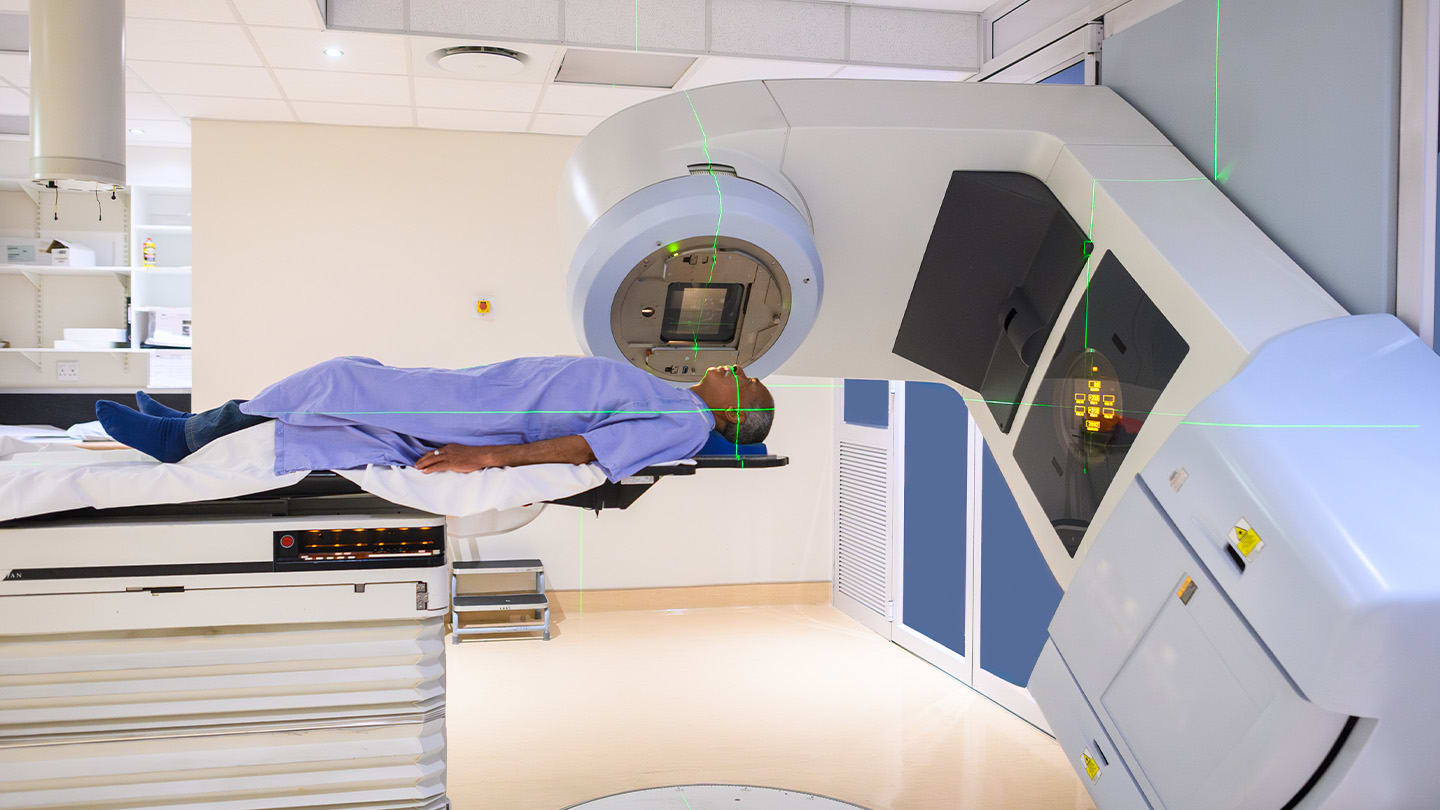 Patient undergoing radiation therapy.