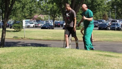 After a diving accident, a lifeguard learns to walk again 