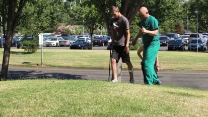 After a diving accident, a lifeguard learns to walk again