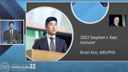 Brian S. Kim, MD, MTR, presented the Stephen I Katz, MD, PhD, International Lectureship: “Neuroimmune Regulation of Itch" at the Society for Investigative Dermatology (SID) Annual Meeting 2022