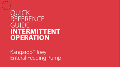 Kangaroo™ Joey Intermittent Operation Quick Reference Guide