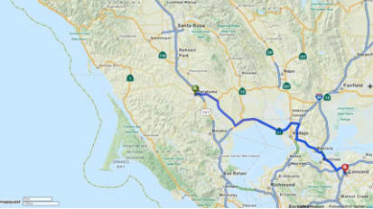 Directions: Petaluma to John Muir Medical Center, Concord