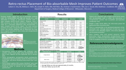 Retro-rectus Placement of Bio-absorbable Mesh Improves Patient Outcomes