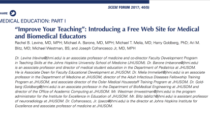 “Improve Your Teaching”: Introducing a Free Web Site for Medical and Biomedical Educators