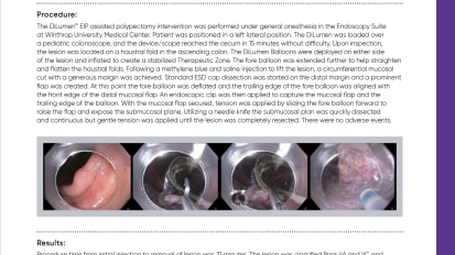 DiLumen®-Mediated Stabilization and Traction During Lengthy ESD Procedures