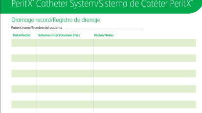 PeritX™ Peritoneal Catheter System and PleurX™ Pleural Catheter System Drainage Log (English and Spanish)