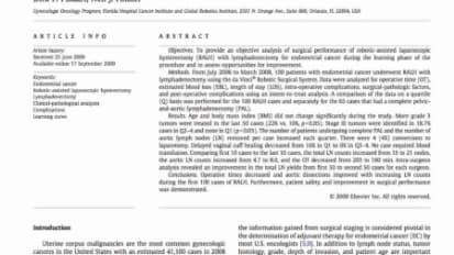 Robotic-assisted laparoscopic hysterectomy and lymphadenectomy for endometrial cancer: Analysis of surgical performance