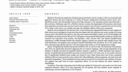 Tolfenamic acid inhibits ovarian cancer cell growth and decreases the expression of c-Met and survivin through suppressing specificity protein transcription factors