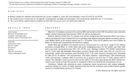 Analysis of disease recurrence and survival for women with uterine malignancies undergoing robotic surgery