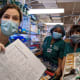 Nursing student volunteers, from left, Pearl Scalzo, Sylvie Jean Baptiste, and Jacky Lee stocked emergency trays for the Mount Sinai Beth Israel Pharmacy.