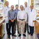 The principal investigators at UT Southwestern Medical Center involved in the Specialized Program of Research Excellence (SPORE) for liver cancer are (from left) Hao Zhu, M.D.; Amit Singal, M.D., M.S.; David Hsieh, M.D.; Yujin Hoshida, M.D., Ph.D.; Adam Yopp, M.D.; and Daolin Tang, M.D., Ph.D.